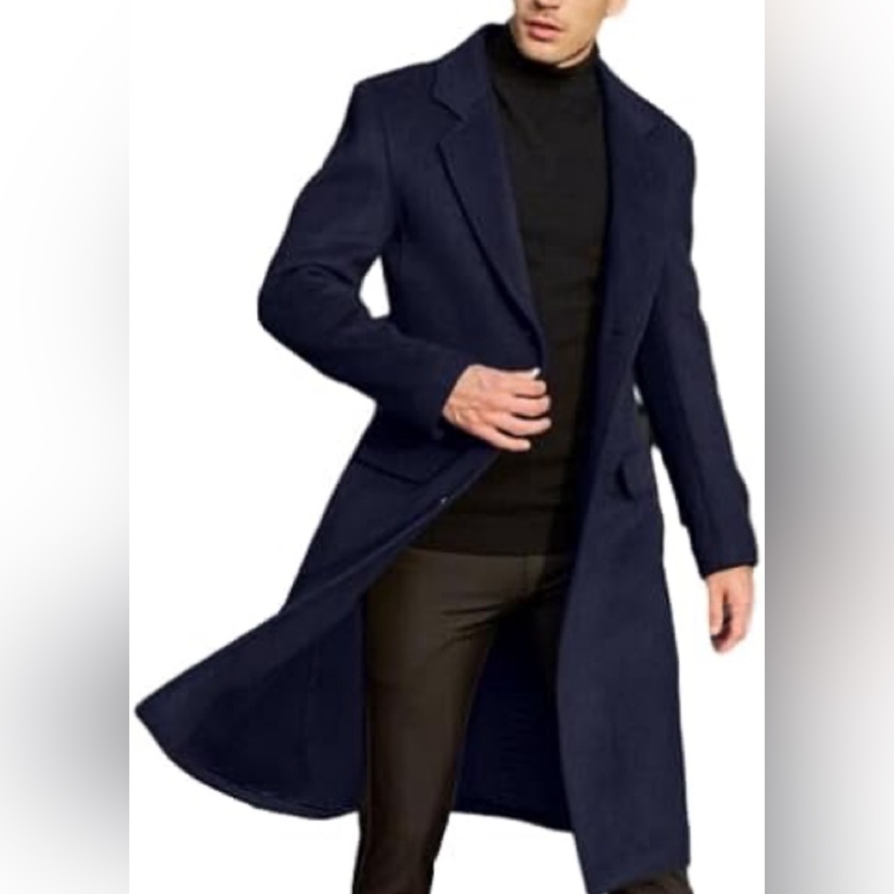 BARNEYS New York Vintage Hand-Tailored Navy Blue Wool Dress Coat Size 44R $1500